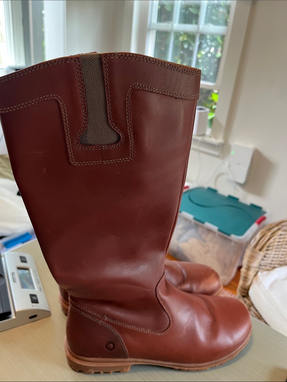 Bogs Leather Tall Boots Sz 10 Brown - Picture 5 of 7